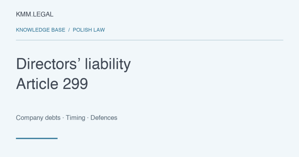 Directors’ liability in Poland: Article 299 and available defences — KMM.LEGAL